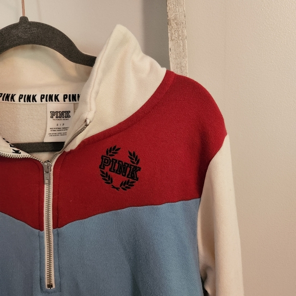Victoria's Secret PINK small Love Pink quarter zip pull over sweatshirt - Picture 2 of 5